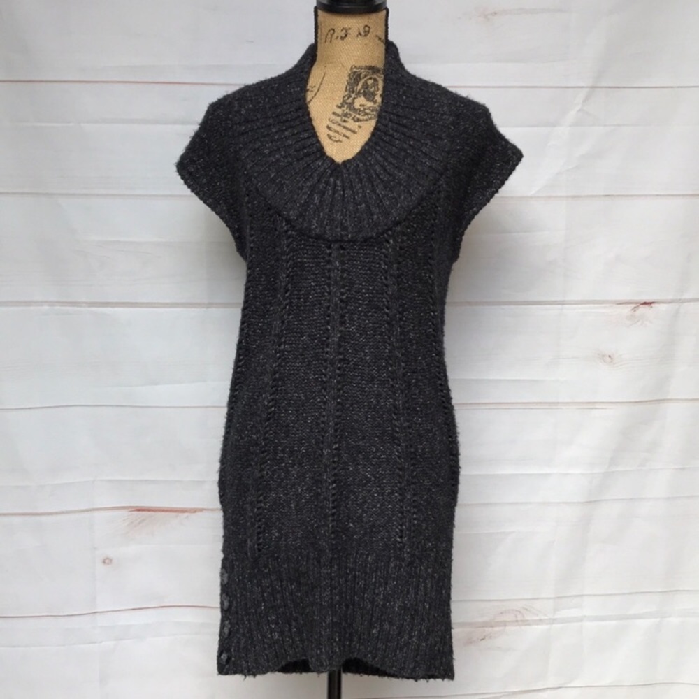 BCBGMAXAZRIA Charcoal Sleeveless Sweater Dress XS